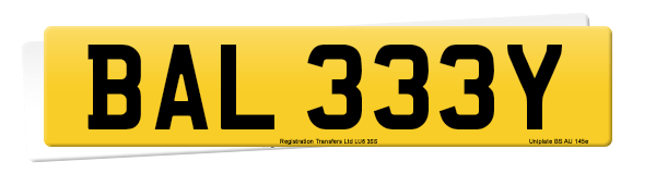 Registration number BAL 333Y